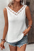 Lace Detail Textured V-Neck Tank