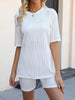 Textured Round Neck Half Sleeve Top and Shorts Set
