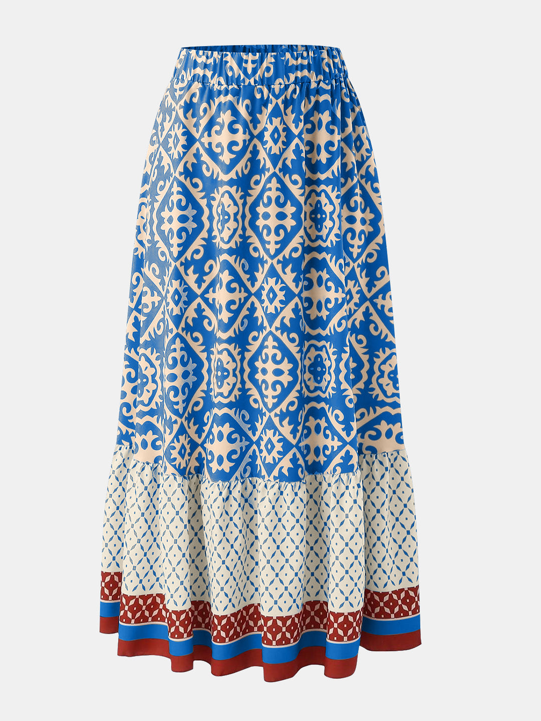Geometric Elastic Waist Maxi Skirt