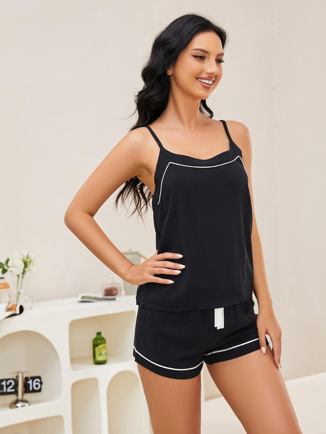 Scoop Neck Spaghetti Strap Top and Shorts Lounge Set