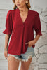 Notched Half Sleeve Blouse
