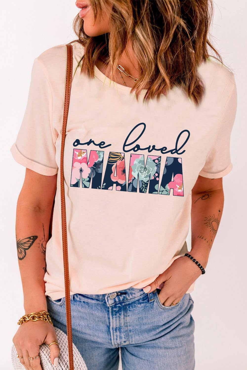ONE LOVED MAMA Floral Graphic Tee - BELLATRENDZ