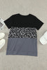 Leopard Print Color Block Short Sleeve T-Shirt - BELLATRENDZ