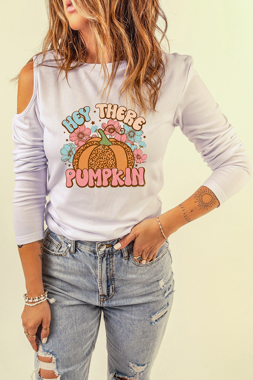 Hey Pumpkin V Neck Graphic Tee