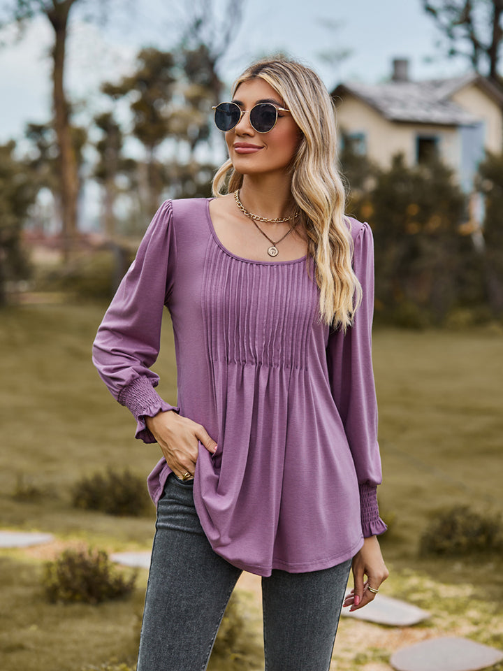 Puff Sleeve Pleated Blouse | BELLATRENDZ