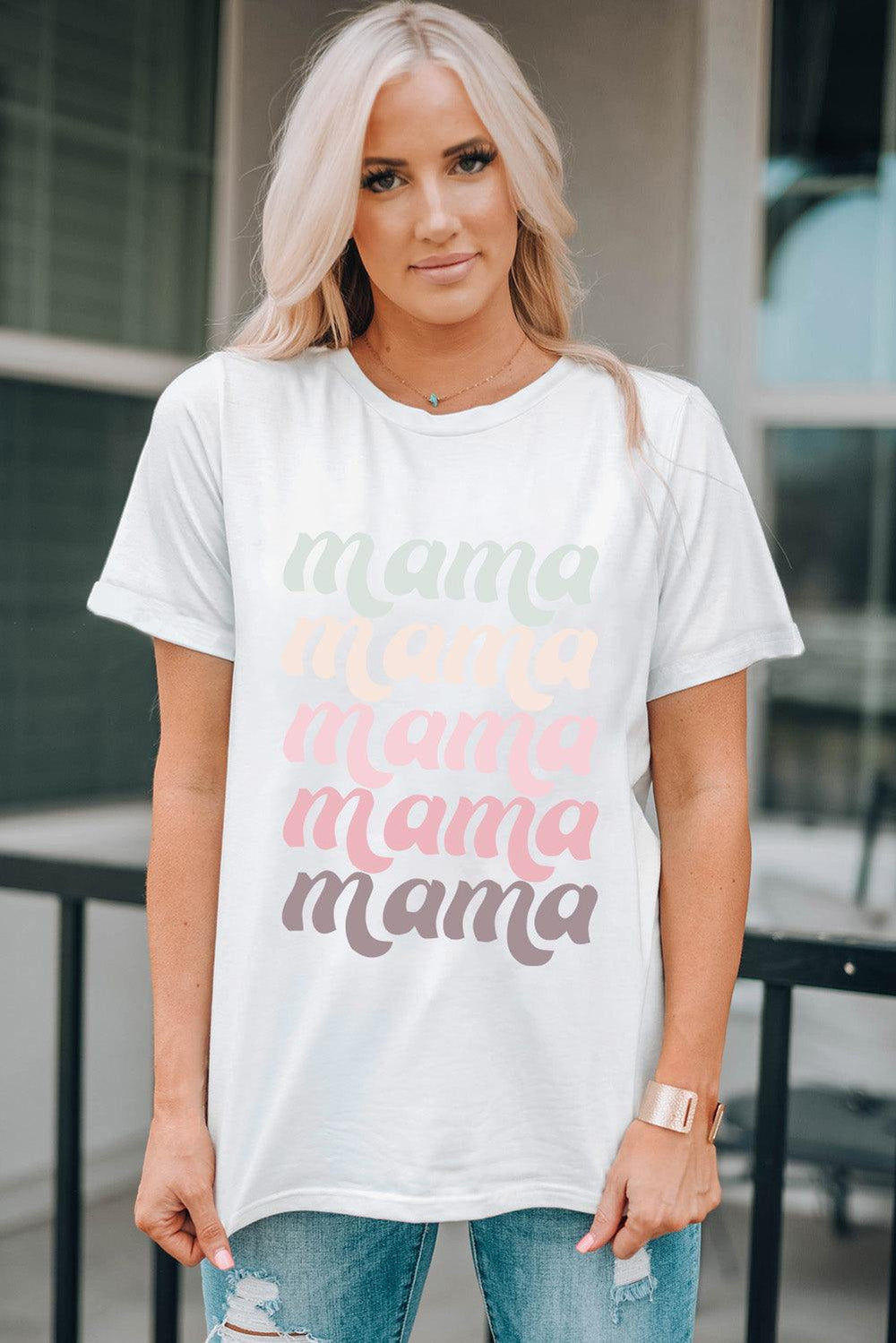 MAMA Graphic Contrast Tee Shirt - BELLATRENDZ