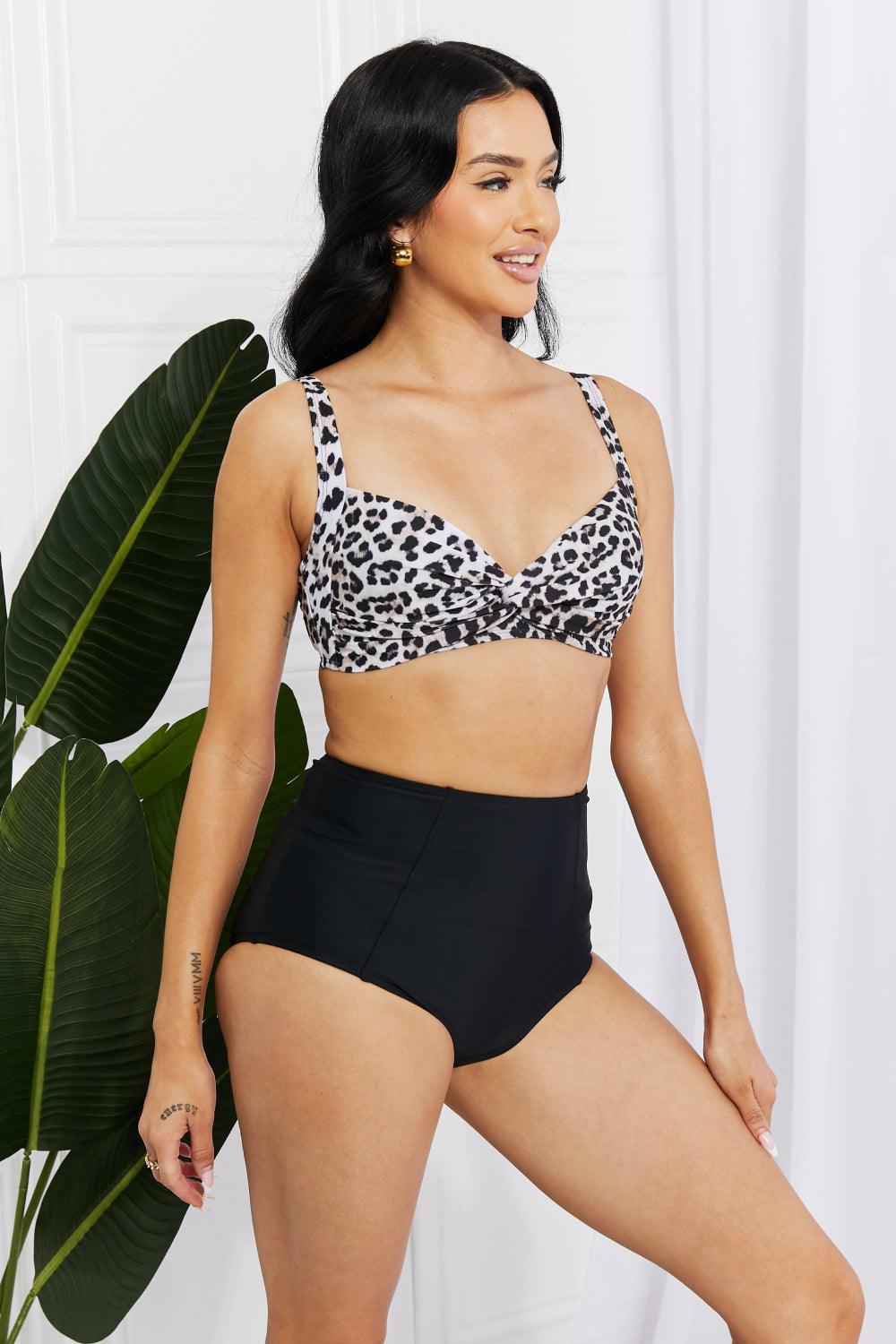 Marina West Swim Take A Dip Twist High-Rise Bikini in Leopard - BELLATRENDZ