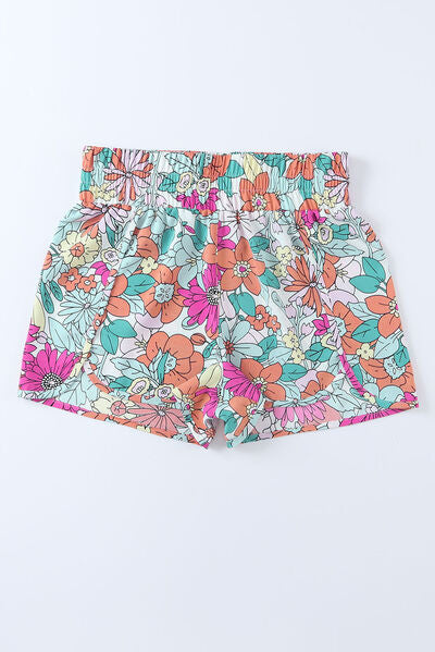 Floral Elastic Waist Shorts