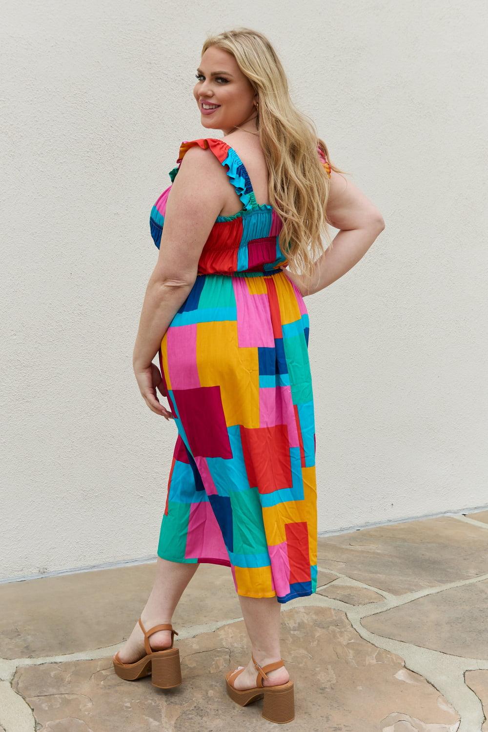 And The Why Multicolored Square Print Summer Dress - BELLATRENDZ
