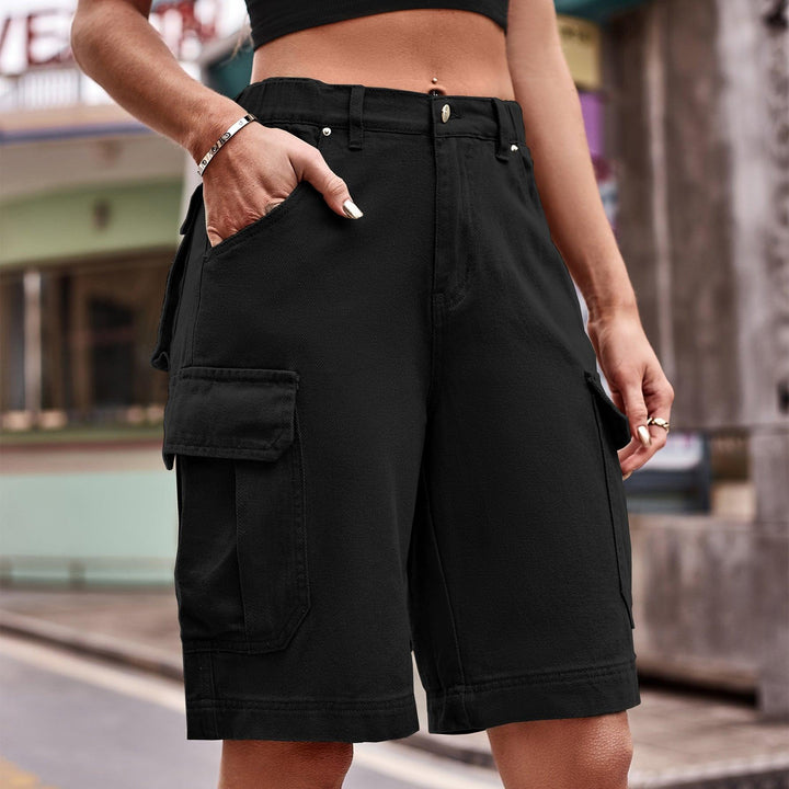 Denim Cargo Shorts with Pockets - BELLATRENDZ