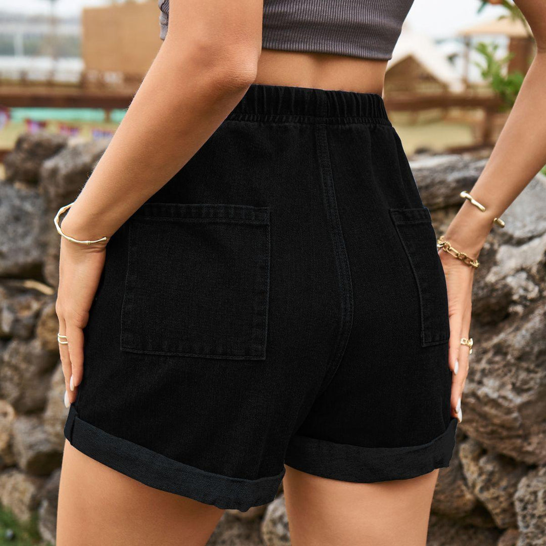 Drawstring High Waist Denim Shorts with Pockets - BELLATRENDZ