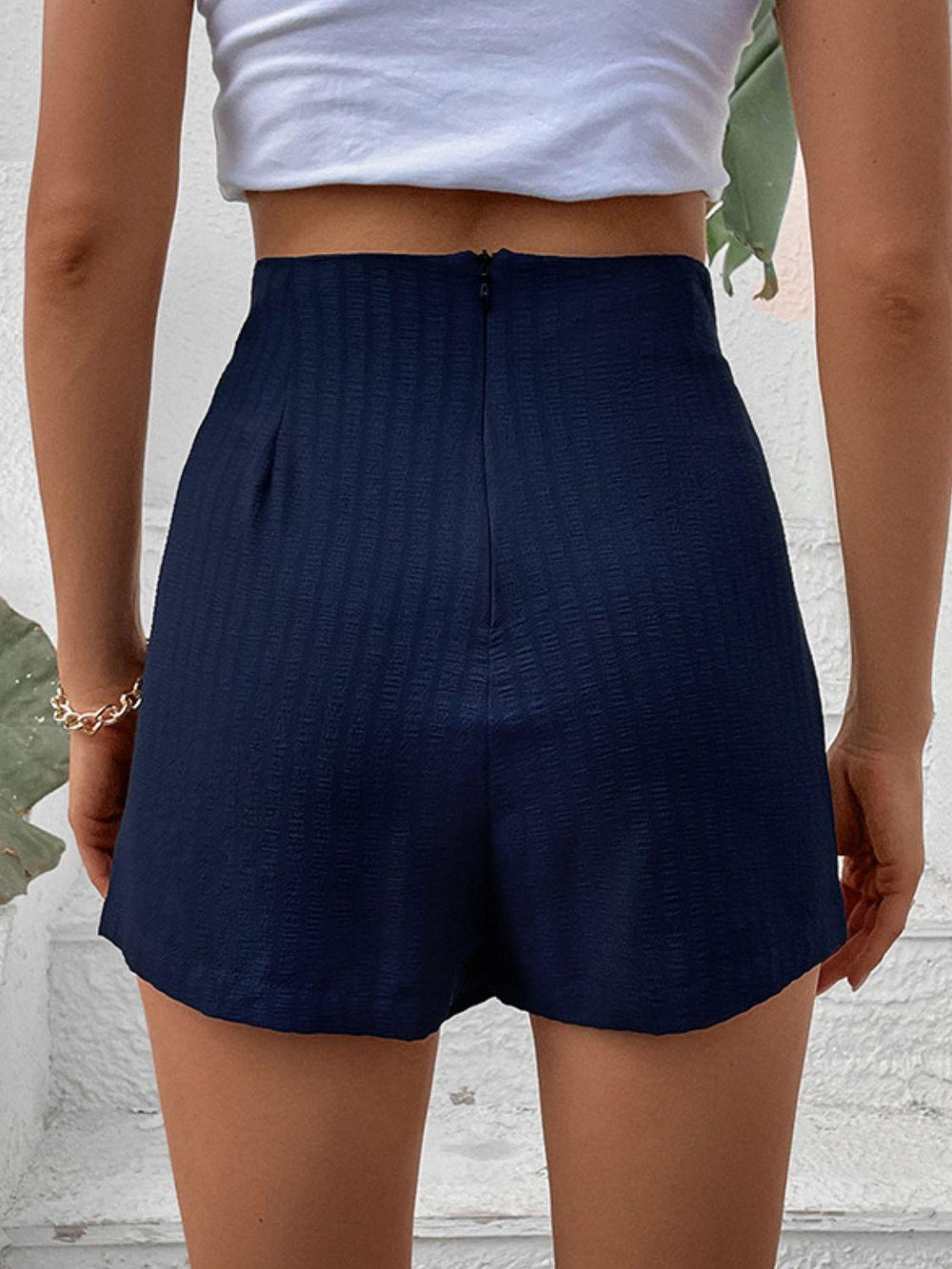 Zip-Back High Waist Shorts - BELLATRENDZ