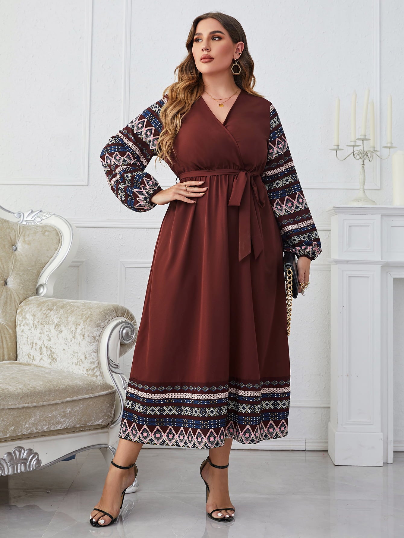 SHEIN Plus Surplice Neck Belted Maxi Dress  Best plus size dresses, Maxi  dress, Plus size maxi dresses