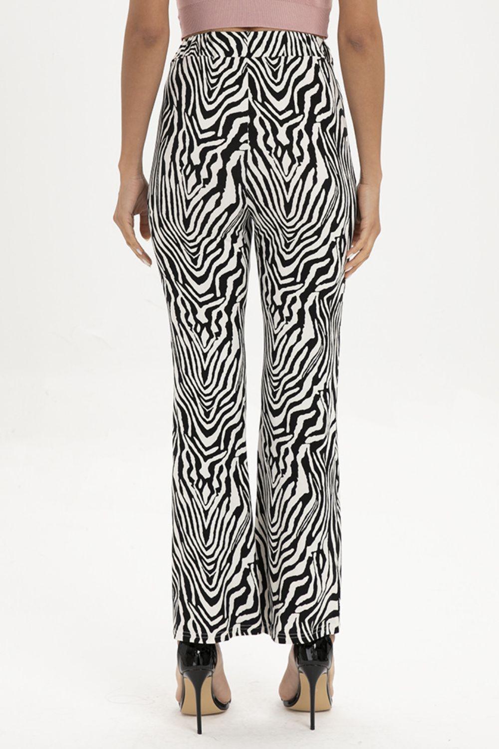 Zebra Print Straight Leg Pants - BELLATRENDZ