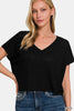 Zenana V-Neck Short Sleeve Crop T-Shirt