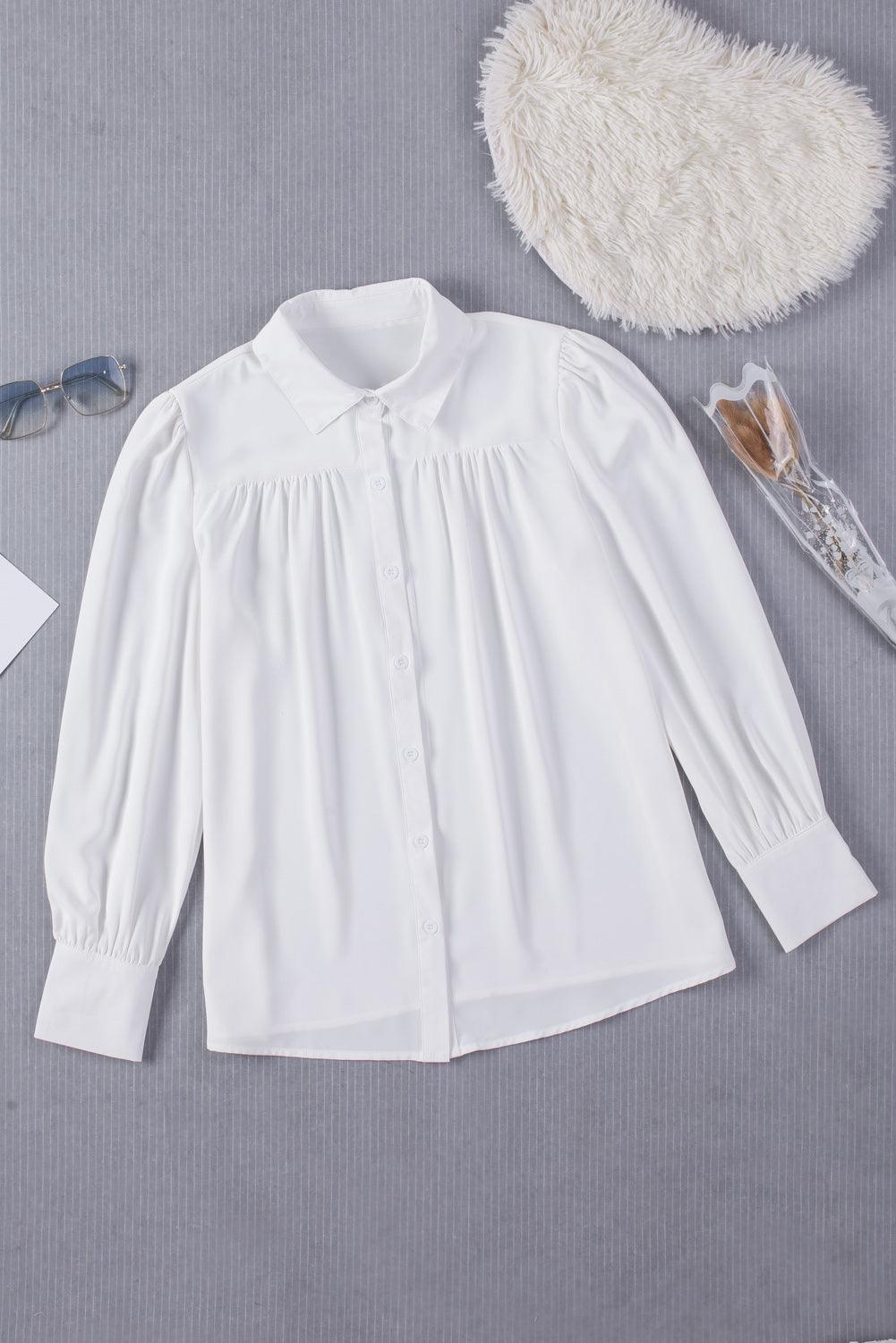 Gathered Detail Puff Sleeve Shirt - BELLATRENDZ