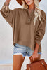 Quarter-Button Exposed Seam Dropped Shoulder Hoodie - BELLATRENDZ