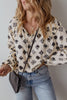 Frill Printed Tie Neck Long Sleeve Blouse