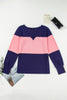 Color Block V-Neck Long Sleeve Top