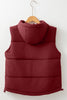 Drawstring Zip Up Hooded Vest Coat