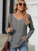 Striped Half Button Long Sleeve T-Shirt