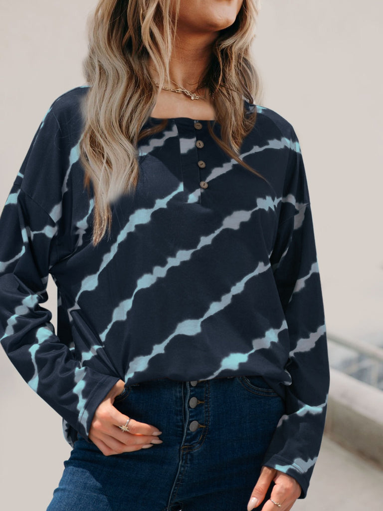 Striped Round Neck Long Sleeve T-Shirt