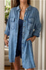 Full Size Pocketed Button Up Long Sleeve Denim Jacket