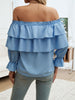 Off-Shoulder Flounce Sleeve Blouse