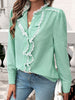 Lace Detail Ruffled Round Neck Long Sleeve Shirt