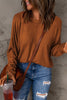 Seam Detail Round Neck Long Sleeve Top - BELLATRENDZ