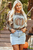 Pumpkin Graphic Leopard Round Neck Long Sleeve Sweatshirt