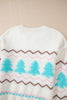 Christmas Tree Ribbed Hem Dropped Shoulder Sweater