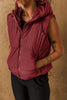 Drawstring Zip Up Hooded Vest Coat