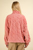 VERY J Fuzzy Fleece Half Zip Cable Pattern Sweatshirt