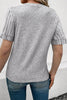 Gray Ribbed Splicing Sleeve Round Neck T-shirt