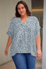 Plus Size Printed Notched Neck Half Sleeve Top - BELLATRENDZ