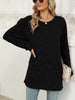 Pocketed Round Neck Long Sleeve T-Shirt