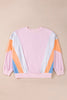 Color Block Round Neck Long Sleeve Sweatshirt