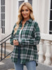 Pocketed Plaid Collared Neck Long Sleeve Shirt