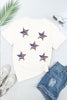 Sequin Star Round Neck Short Sleeve T-Shirt