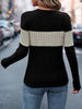 Color Block Round Neck Long Sleeve Top