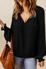 Notched Neck Lantern Sleeve Blouse - BELLATRENDZ