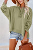 Quarter-Button Exposed Seam Dropped Shoulder Hoodie - BELLATRENDZ