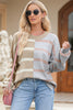 Striped Round Neck Long Sleeve Knit Top