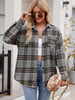 Pocketed Plaid Collared Neck Long Sleeve Shirt