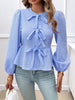 Tied Round Neck Long Sleeve Blouse