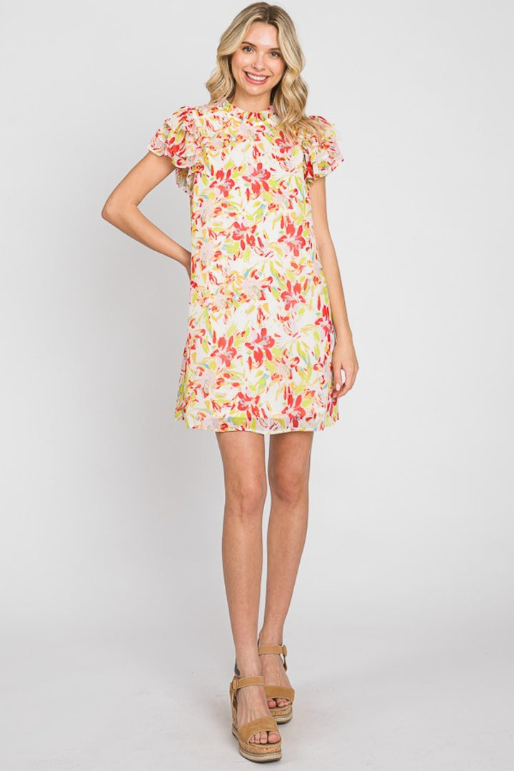 GeeGee Floral Short Sleeve Mini Dress