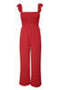 Ruffle Shoulder Smocked Pocket Jumpsuit - BELLATRENDZ