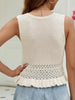 Openwork Round Neck Sweater Vest