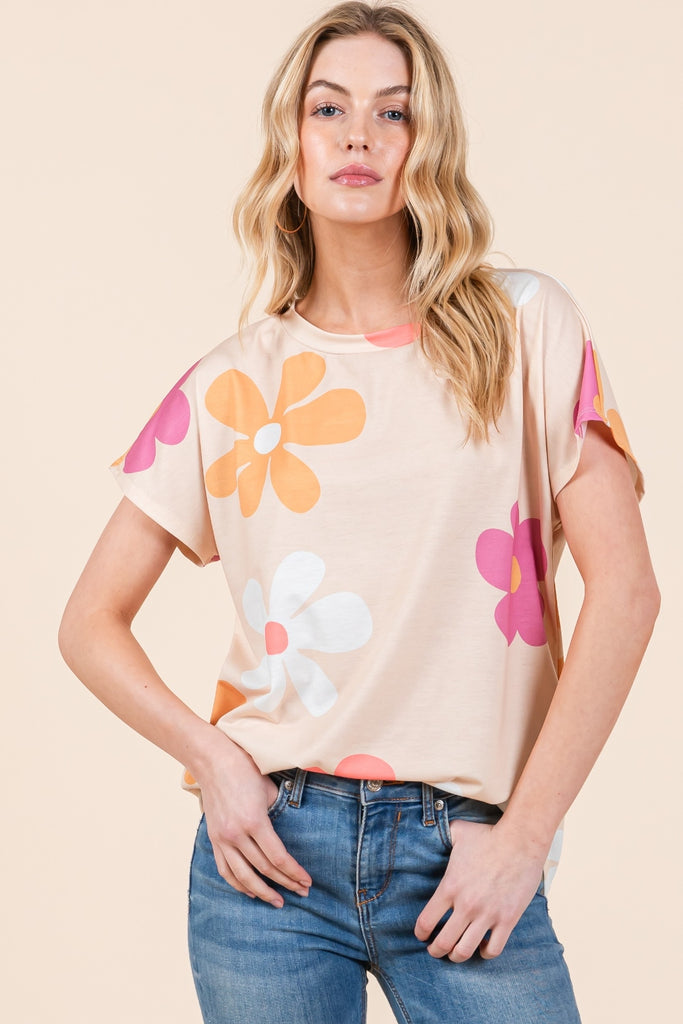 BOMBOM Floral Short Sleeve T-Shirt